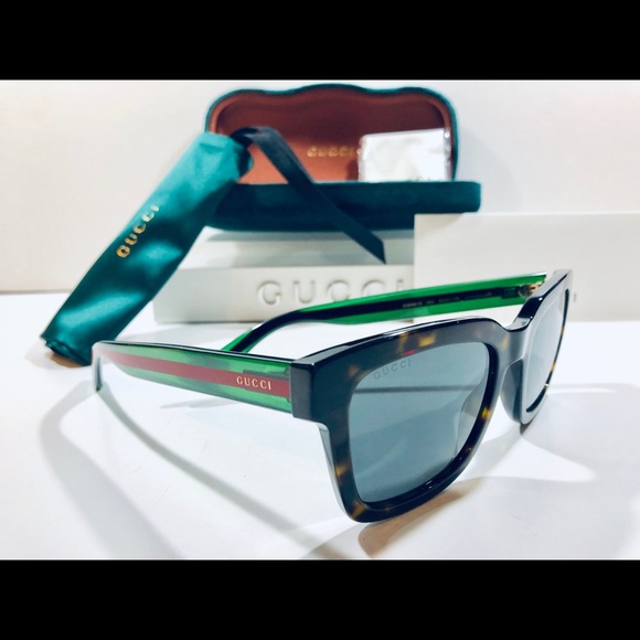 Gucci Men's Sunglasses Havana Brown w/ Green; Gray - Picture 3 of 8